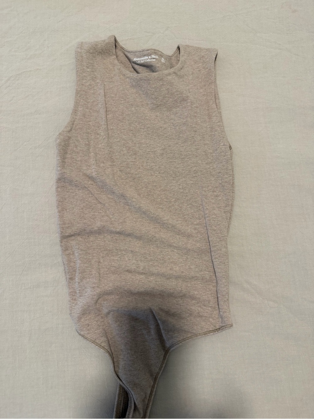 Abercrombie & Fitch Heather Taupe Sleeveless Crewneck Bodysuit